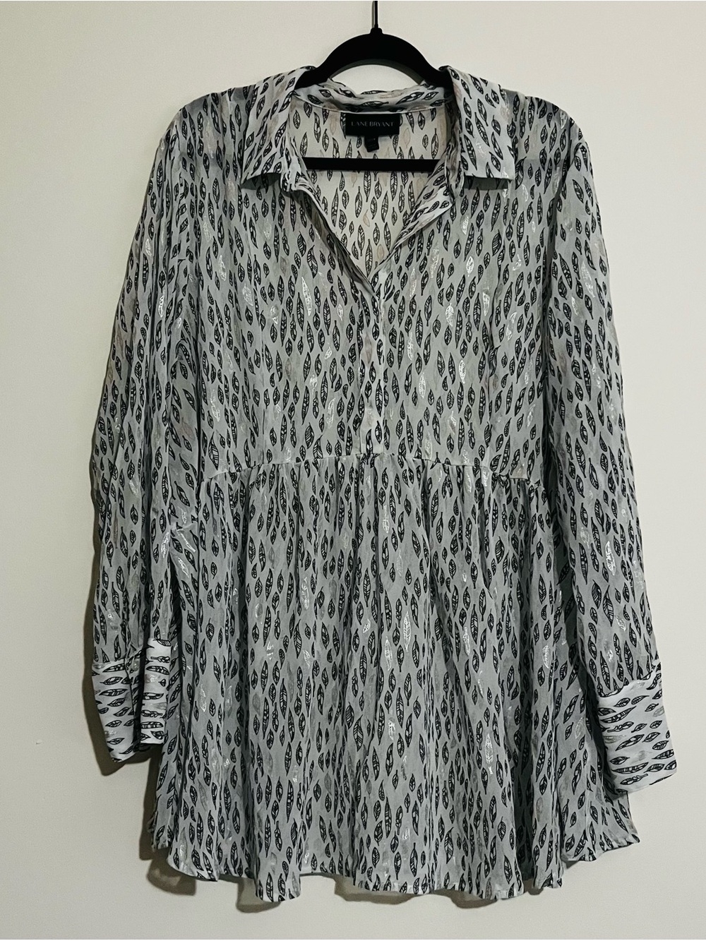 Lane Bryant Sheer Feather Print Blouse Business Casual
